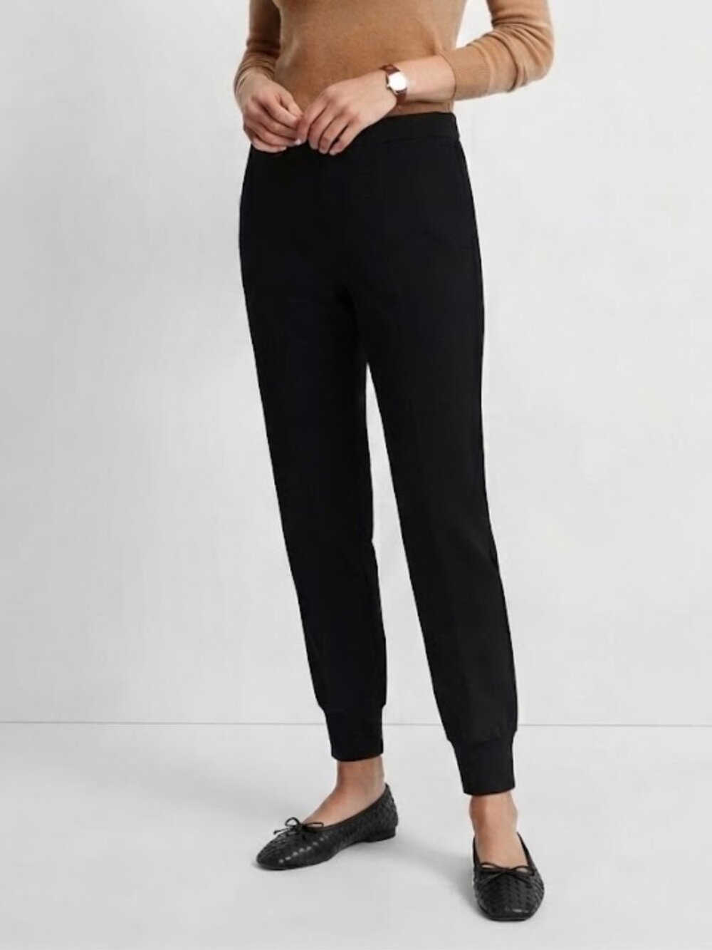Vince Crepe Tapered Pull-On Jogger Lounge to Work Pants Black Size S